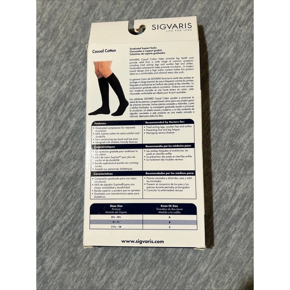 Sigvaris Life For Legs Support Therapy Stockings Knee Hi Size C Shoe 11.5-14 New
